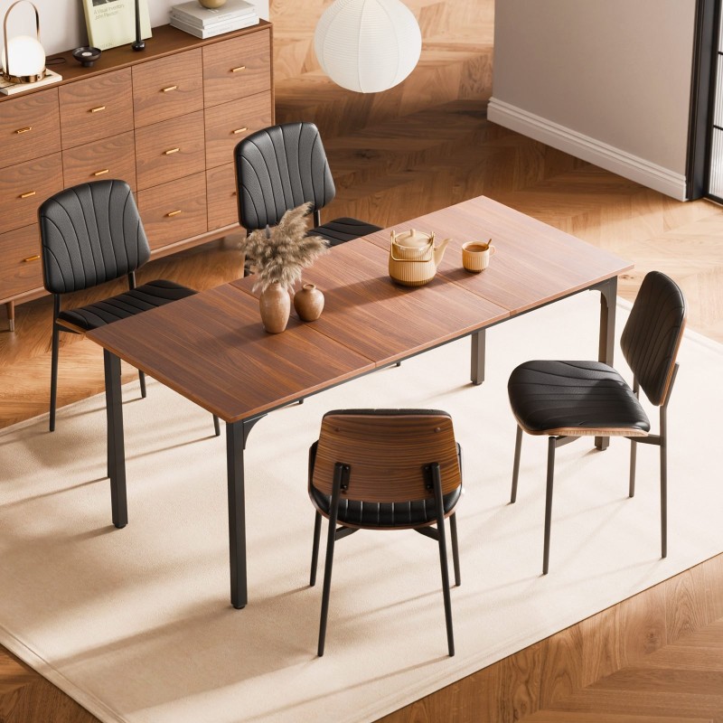 Ruokapöydän tuolipari musta metallirunkoinen PU-nahkaverhoilu pehmustettu istuin tilaa säästävä