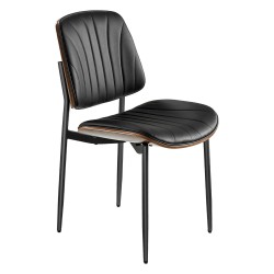 Ruokapöydän tuolipari musta metallirunkoinen PU-nahkaverhoilu pehmustettu istuin tilaa säästävä