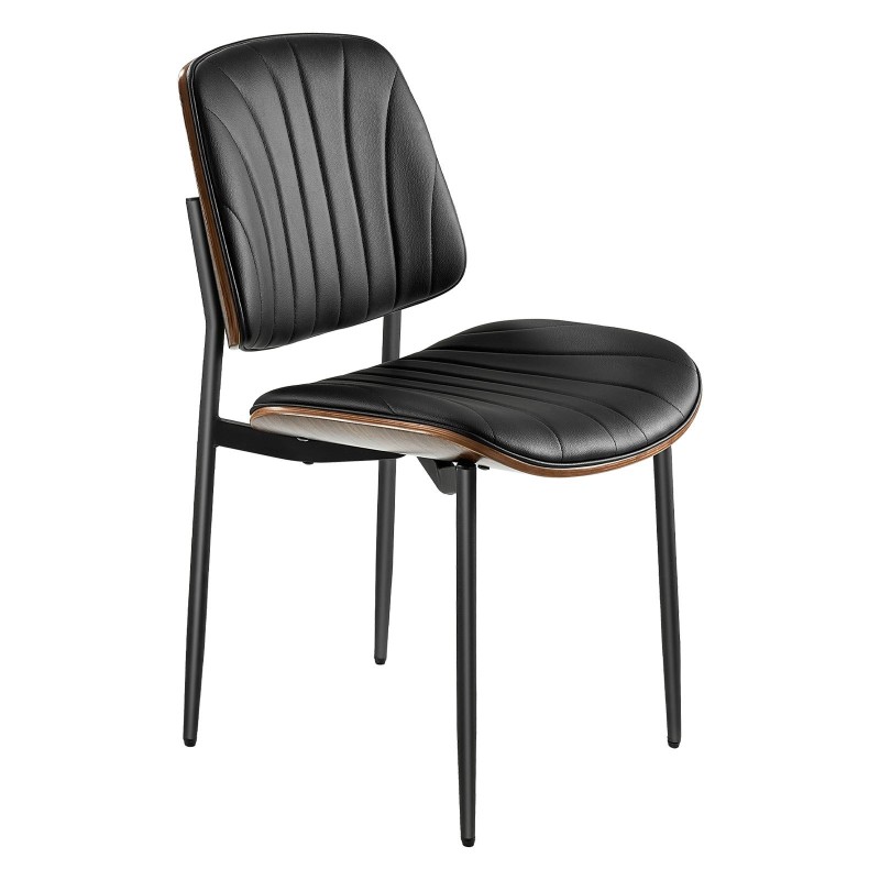 Ruokapöydän tuolipari musta metallirunkoinen PU-nahkaverhoilu pehmustettu istuin tilaa säästävä
