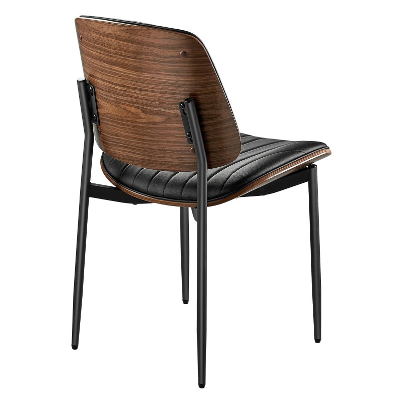 Ruokapöydän tuolipari musta metallirunkoinen PU-nahkaverhoilu pehmustettu istuin tilaa säästävä