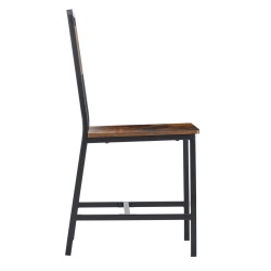 Ruokapöydän tuolisetti kaksi kappaletta metallirunkoiset MDF levyiset istuimet keinonahkainen selkänoja retro ruskea