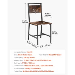 Ruokapöydän tuolisetti kaksi kappaletta metallirunkoiset MDF-levyiset istuimet keinonahkainen selkänoja retro ruskea