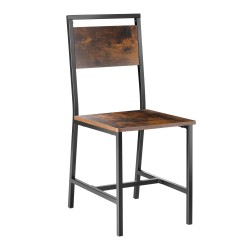 Ruokapöydän tuolisetti kaksi kappaletta metallirunkoiset MDF-levyiset istuimet keinonahkainen selkänoja retro ruskea