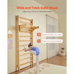 Puinen 10-tasoinen seinäkiipeilyteline mäntypuusta sisätiloihin lapsille ja aikuisille
