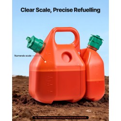 Litteä polttoainesäiliö HDPE 6 l ja 1,9 l vuototiivis 21 mm letkulla