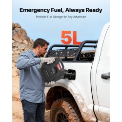 Polttoainekanisteri 5 l HDPE ja PP matalarakenteinen lukittava kaatonokalla