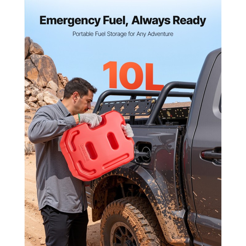 Polttoainesäiliö 10 L tasomallinen HDPE ja PP muovia punainen U-pultilla