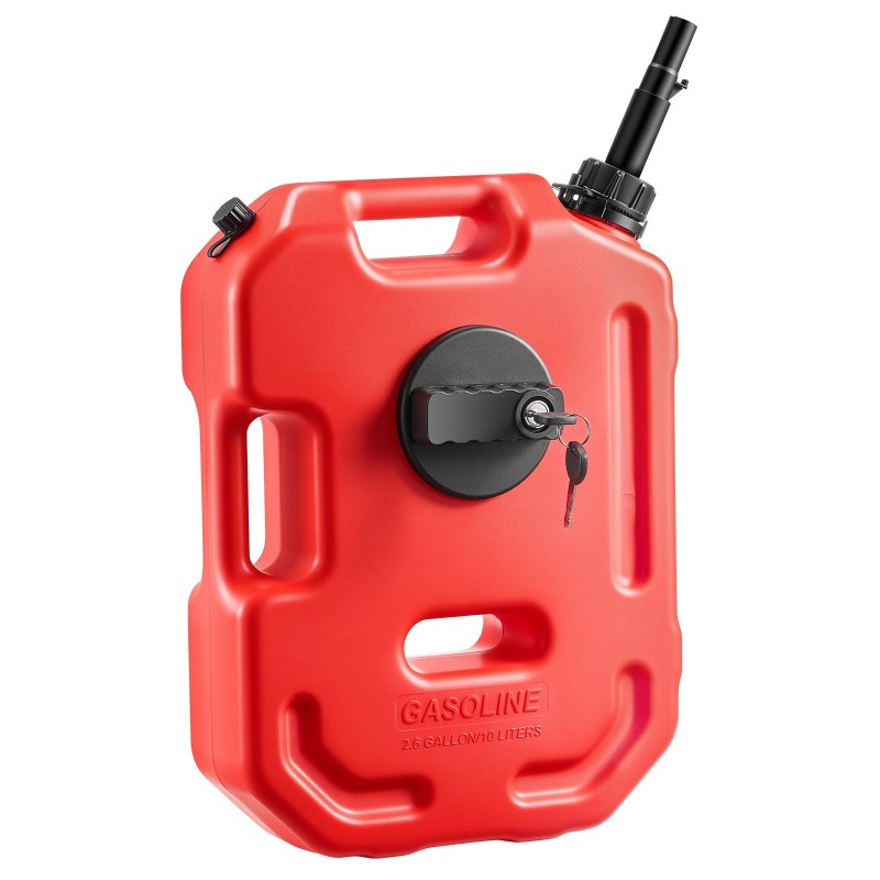 Polttoainesäiliö 10 L tasomallinen HDPE ja PP muovia punainen U-pultilla