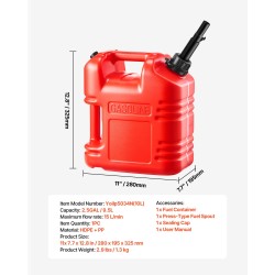 Polttoainesäiliö litteä kannettava 9,5 l HDPE PP autoille ja ATV-ajoneuvoille