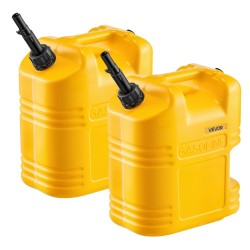 Litteä polttoainekanisterisetti 2 kappaletta 19 litraa keltainen muovinen autoihin