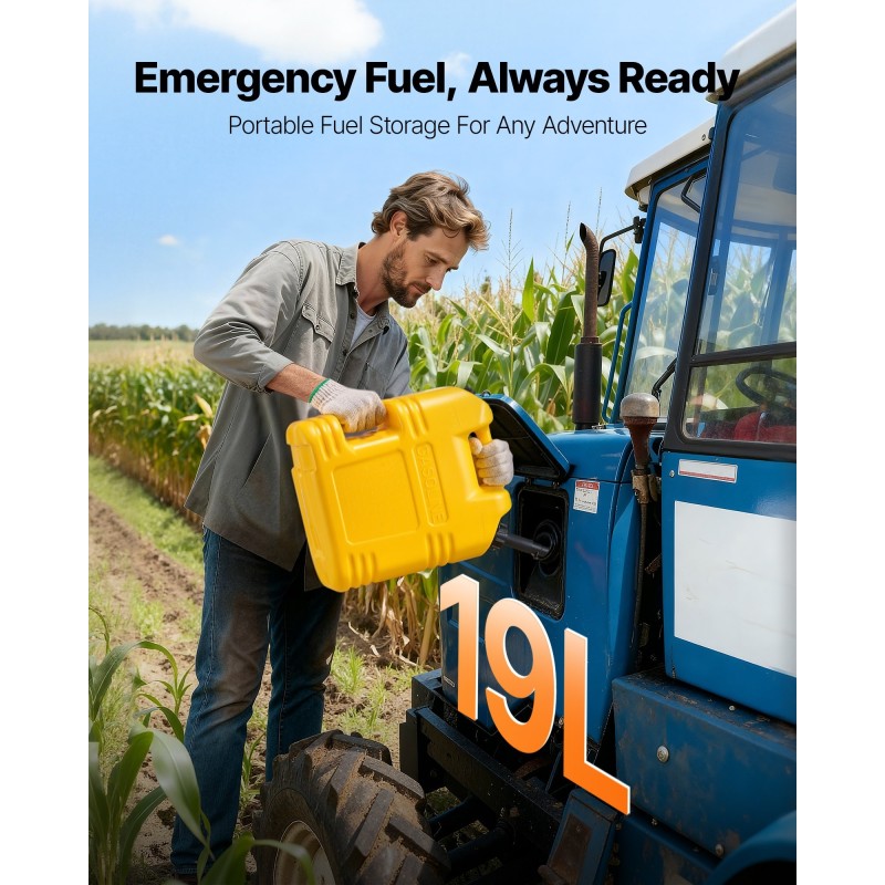 Litteä polttoainekanisterisetti 2 kappaletta 19 litraa keltainen muovinen autoihin