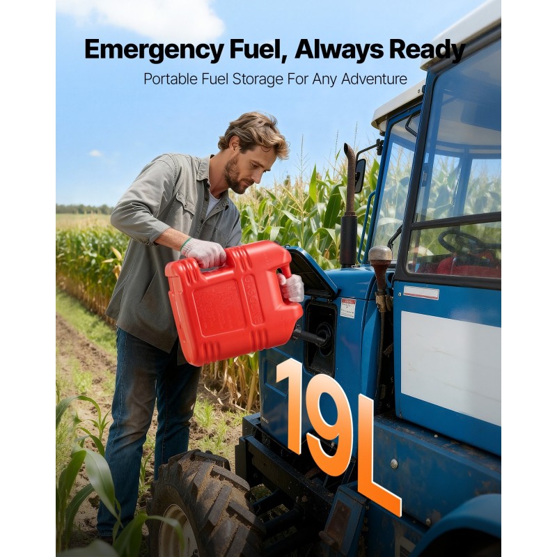 Polttoainekanisteri litteä 19 l HDPE- ja PP-muovia autoille ja ATV- ja UTV-ajoneuvoille