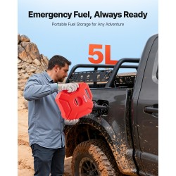 Polttoainekanisteri 5 l litteä muovinen kaksoisventtiilillä lukittavalla kiinnikkeellä ajoneuvoille