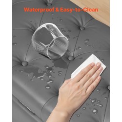 Säilytysrahi PU-nahka harmaa säilytystilalla massiivikumipuisilla jaloilla 166 cm