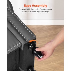 Säilytysrahi PU-nahka harmaa säilytystilalla massiivikumipuisilla jaloilla 166 cm