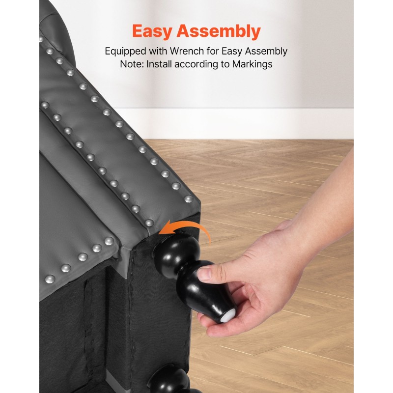 Säilytysrahi PU-nahka harmaa säilytystilalla massiivikumipuisilla jaloilla 166 cm