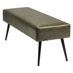 Penkki keinonahkainen vihreä 110 senttinen metallijaloilla makuuhuoneeseen