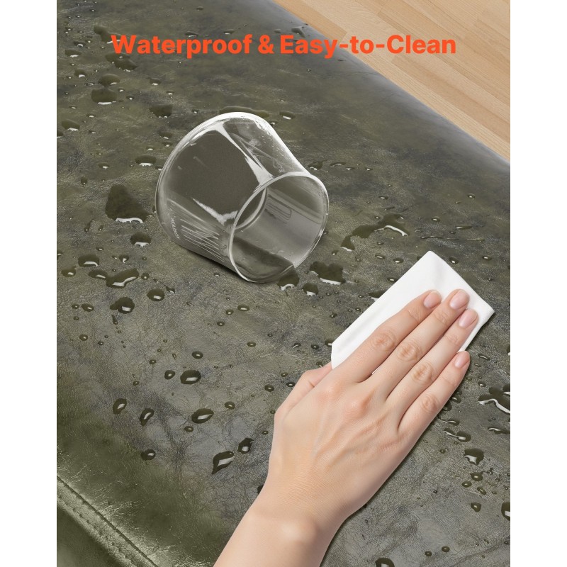 Penkki keinonahkainen vihreä 110-senttinen metallijaloilla makuuhuoneeseen