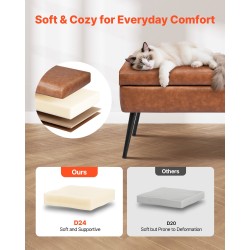 Säilytyspenkki PU-nahka ruskea mustat rautajalat 355 x 1015 x 450 mm