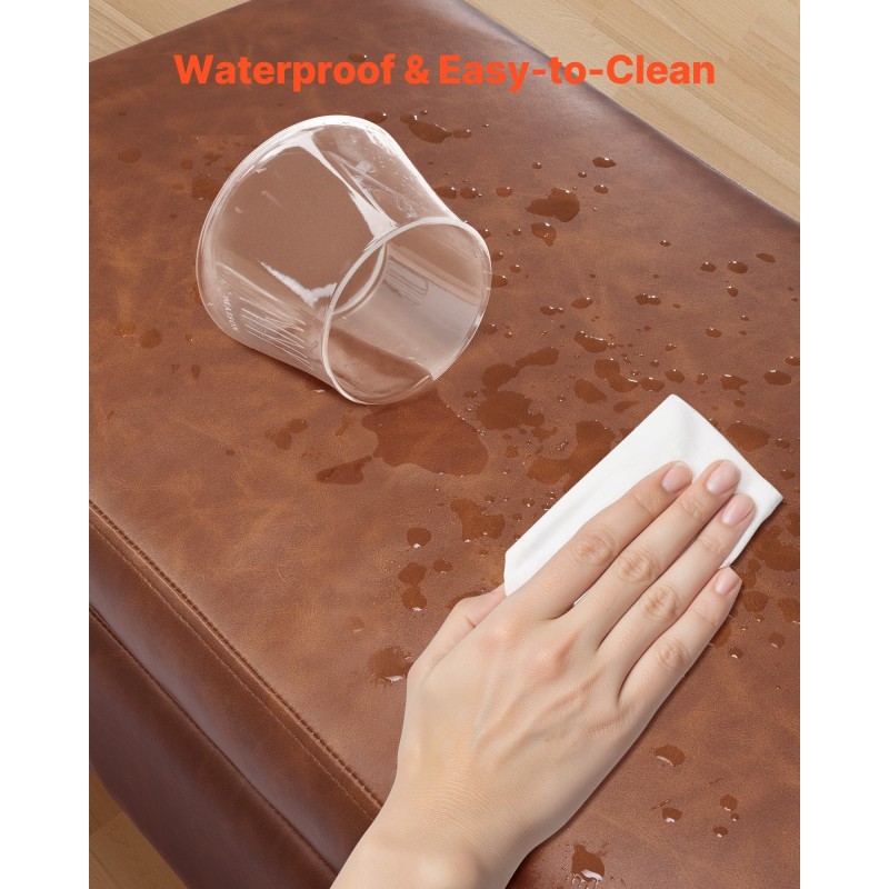 Säilytyspenkki PU-nahka ruskea mustat rautajalat 355 x 1015 x 450 mm