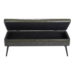 PU nahkainen säilytyspenkki metallijaloilla 120 cm vihreä kantavuus 300 kg