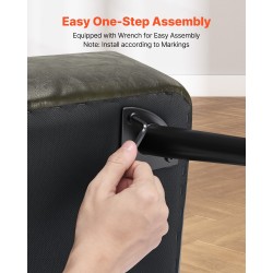 PU-nahkainen säilytyspenkki metallijaloilla 120 cm vihreä kantavuus 300 kg