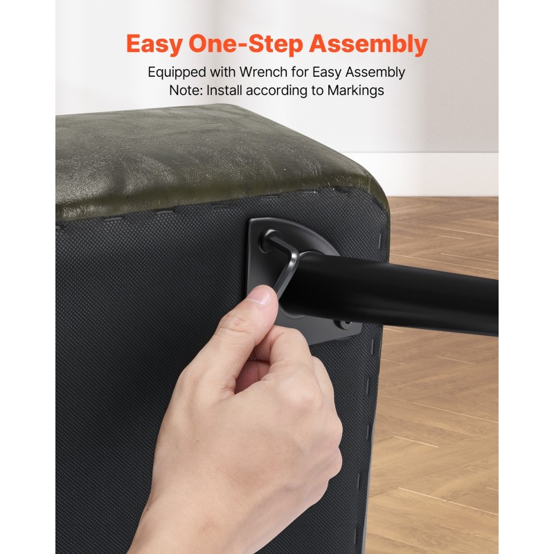 PU-nahkainen säilytyspenkki metallijaloilla 120 cm vihreä kantavuus 300 kg