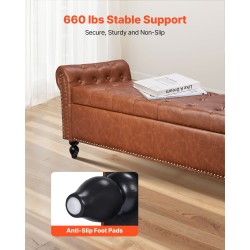 Säilytysrahi PU-nahkainen kumipuujaloilla 300 kg kantavuus ruskea