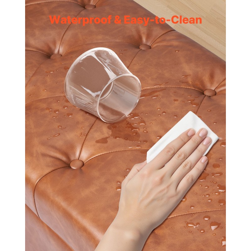 Säilytysrahi PU-nahkainen kumipuujaloilla 300 kg kantavuus ruskea