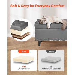 Säilytysrahi PU-nahkaverhoiltu harmaa 1305 mm leveä säilytystilalla