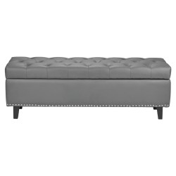 Säilytysrahi PU-nahkaverhoiltu harmaa 1305 mm leveä säilytystilalla