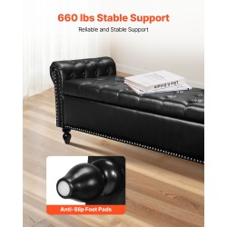 Säilytysrahi PU-nahkaverhoiltu pehmustettu nappikoristeltu musta kumipuisilla jaloilla