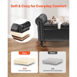 Säilytysrahi PU-nahkaverhoiltu pehmustettu nappikoristeltu musta kumipuisilla jaloilla