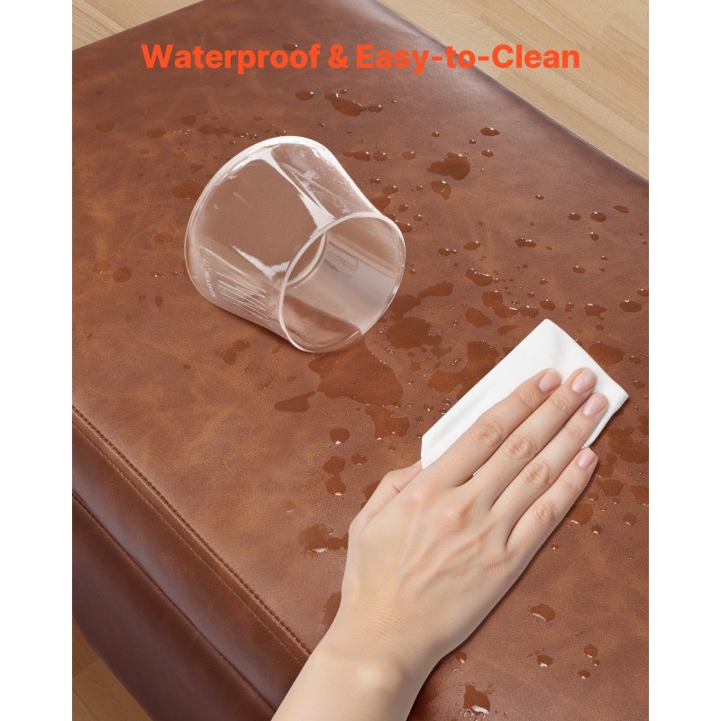 Säilytysrahi PU-nahkainen 120 cm ruskea metallijaloilla 300 kg kantavuus