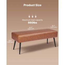 Pehmustettu sängynpäätypenkki PU-nahkainen 110 cm ruskea mustat metallijalat