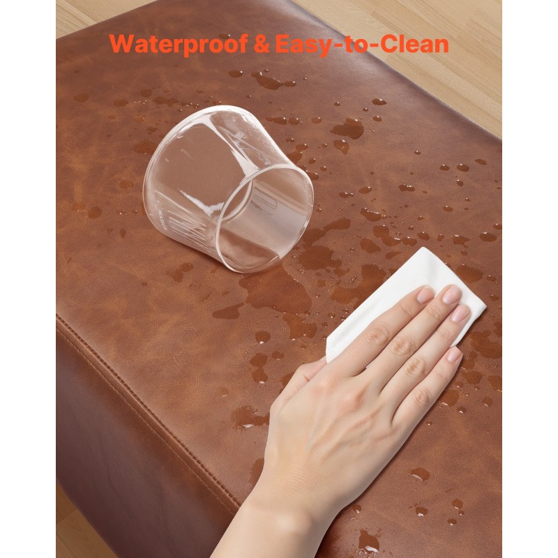 Pehmustettu sängynpäätypenkki PU-nahkainen 110 cm ruskea mustat metallijalat