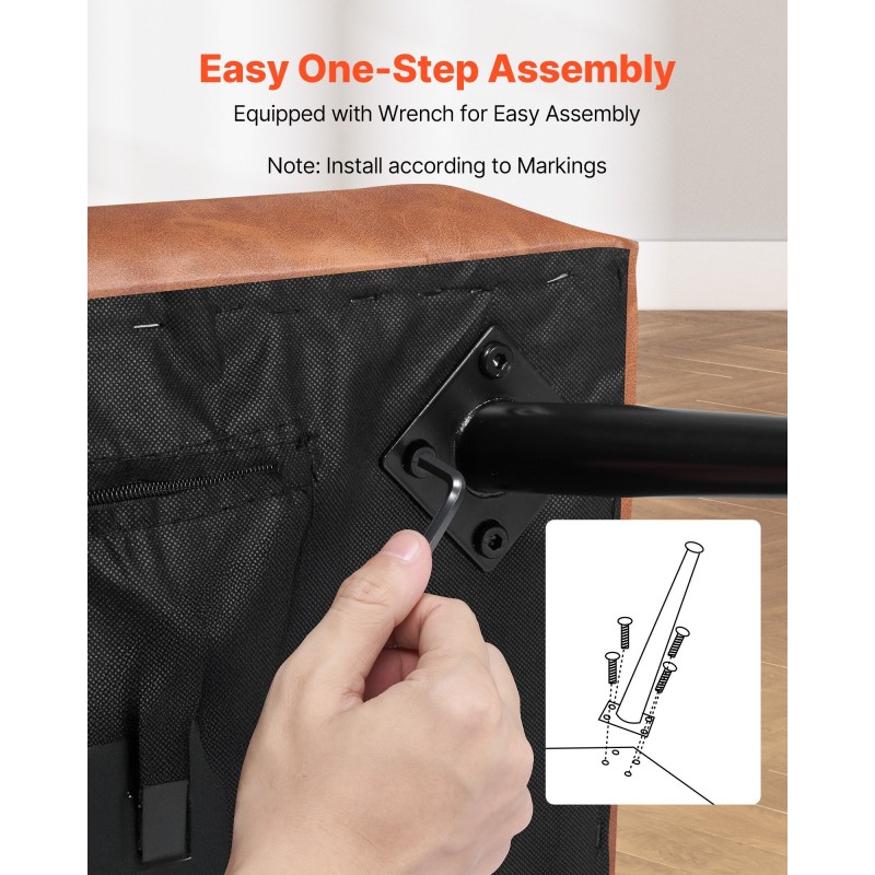 Pehmustettu sängynpäätypenkki PU-nahkainen 110 cm ruskea mustat metallijalat