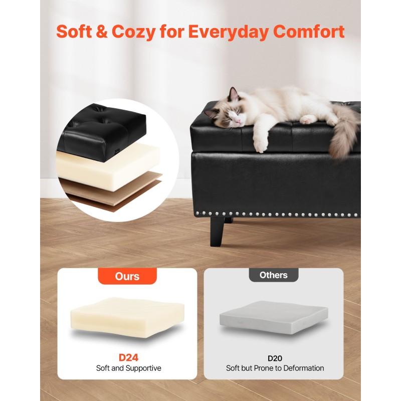 Säilytysrahi kenkäpenkki PU-nahka musta nappikoriste säilytystilalla kumipuiset jalat