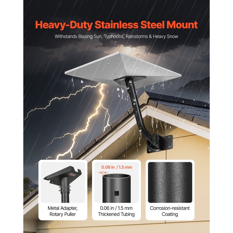 Seinäkiinnike Starlink Gen3 yhteensopiva säädettävä teräsputki 38 mm 425 mm