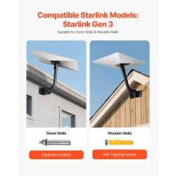 Seinäkiinnike Starlink Gen3 yhteensopiva säädettävä teräsputki 38 mm 425 mm