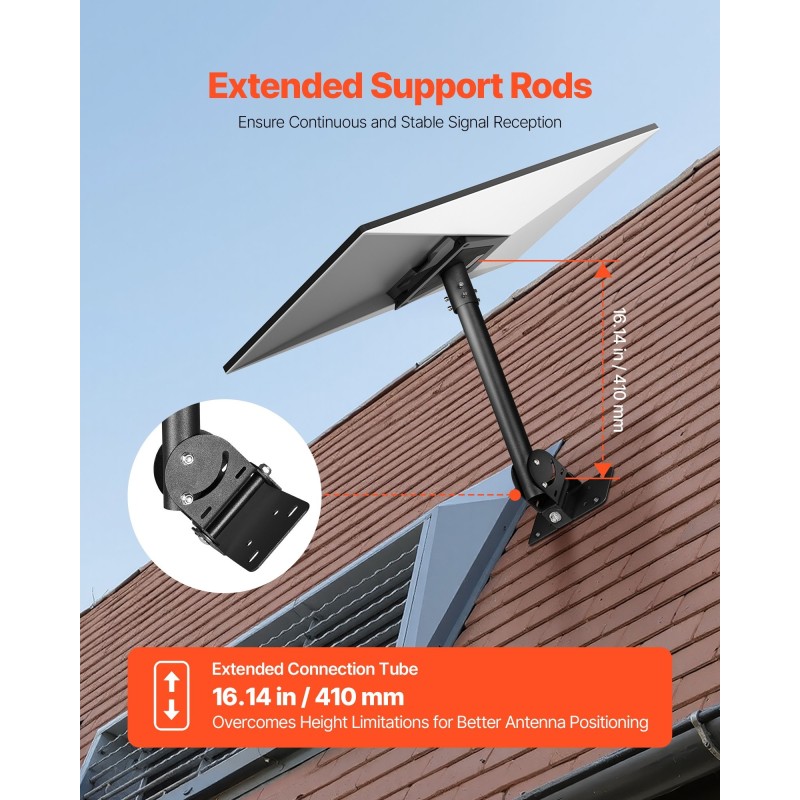 Kattokiinnike satelliittiantennille teräs Starlink Gen3-yhteensopiva tasakatoille säädettävä 30–150°