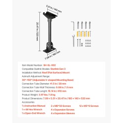 Kattokiinnike satelliittiantennille teräs Starlink Gen3-yhteensopiva tasakatoille säädettävä 30–150°