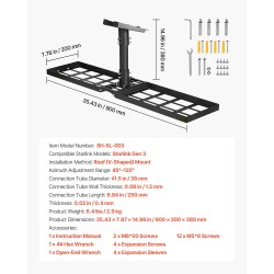 Kattokiinnike Starlink Gen3 antennille säädettävä teräs harjakatolle