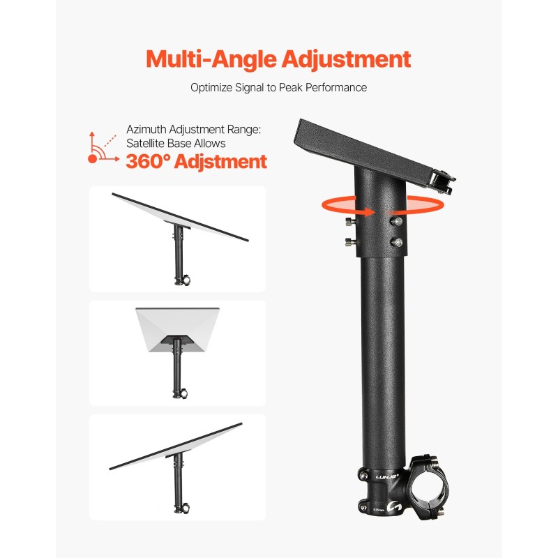 Satelliittiantennin teline terästä matkailuauton tikasasennukseen 360 astetta säädettävä säänkestävä Starlink-yhteensopiva