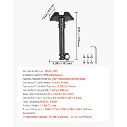 Satelliittiantennin teline terästä matkailuauton tikasasennukseen 360 astetta säädettävä säänkestävä Starlink-yhteensopiva