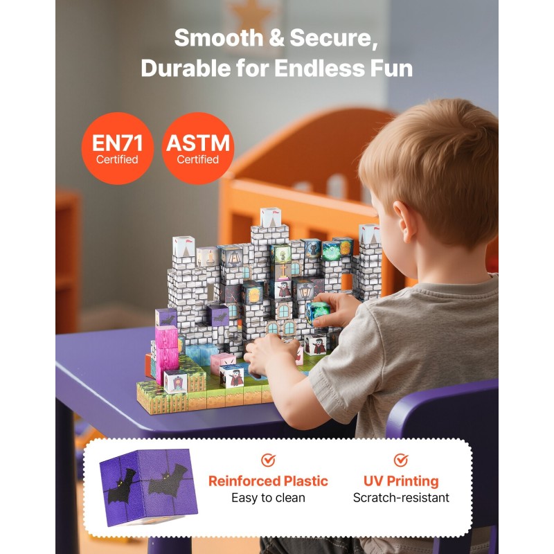 Magneettiset rakennuskuutiot sata osaa hautausmaa ja zombiteema lapsille