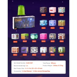 Magneettiset rakennuskuutiot sata osaa hautausmaa ja zombiteema lapsille