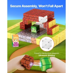 Magneettiset rakennuskuutiot 100 kpl 20 mm kangaspussilla 3+