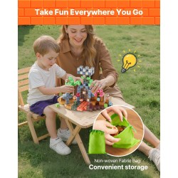 Magneettipalikkasetti 150 osaa tumman linnan teema lapsille säilytyspussilla