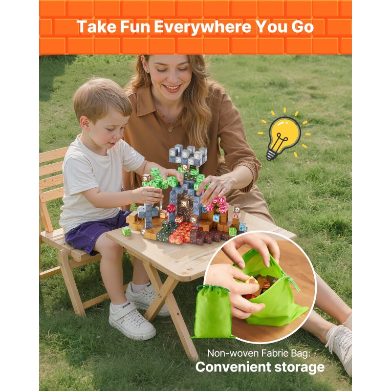 Magneettikuutiosetti sata osaa kaksikymmentä millimetriä kokoiset kuutiot mukana kangaspussi lapsille